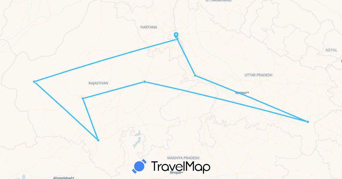 TravelMap itinerary: driving, boat in India (Asia)
